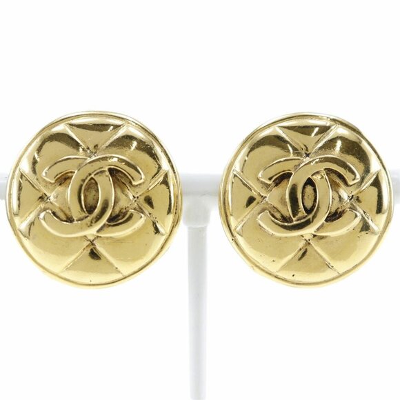 CHANEL Vintage Gold Coco Mark Earrings - Picture 1 of 7